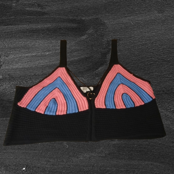 Madden Nyc Chic Black and Pink Striped Crop Top - Picture 4 of 11